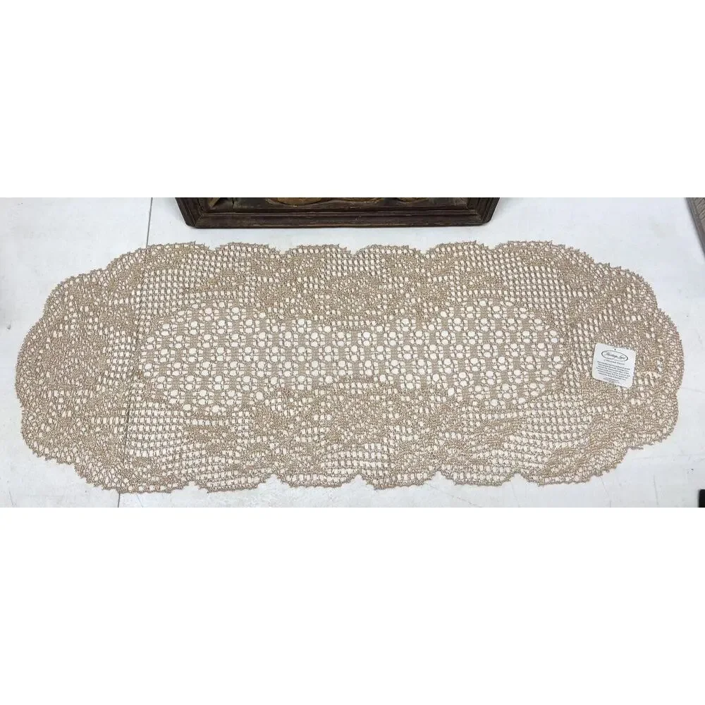 HERITAGE LACE Biege Homespun Runner - 33